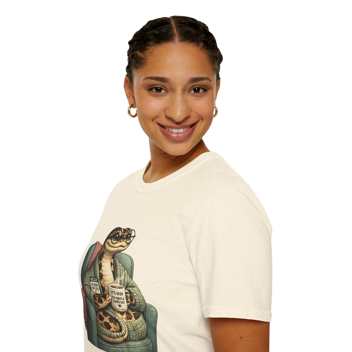 Cozy Snake Holding Mug T-Shirt | It's Okay To Have A Hard Day