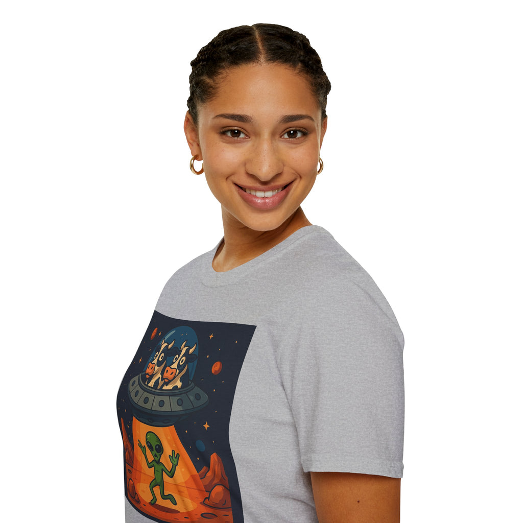 Udderly Suspicious: Alien Cow Abduction Funny UFO T-Shirt