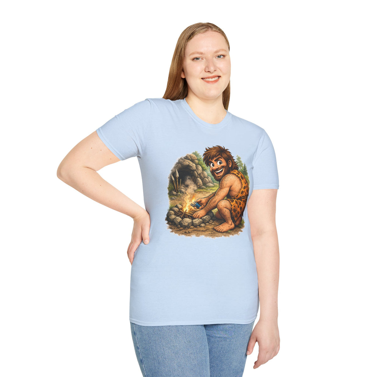 Caveman Discovers a Lighter T-Shirt