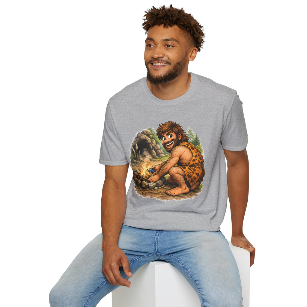 Caveman Discovers a Lighter T-Shirt