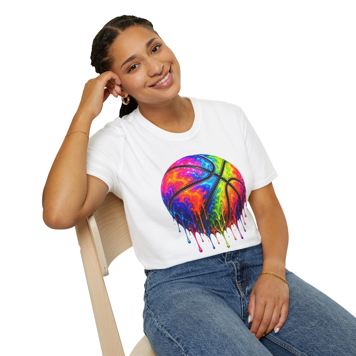 Rainbow Drip Basketball T-Shirt