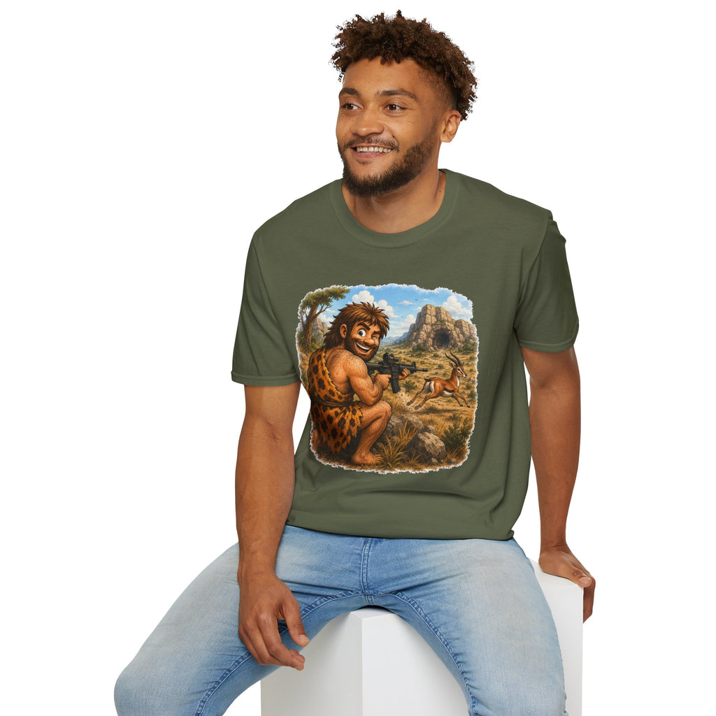 Caveman Hunting with an AR T-Shirt