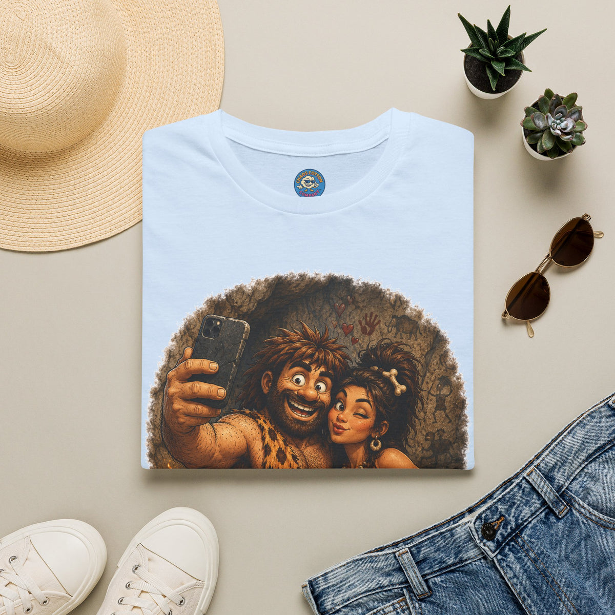 Caveman Couple Selfie T-Shirt