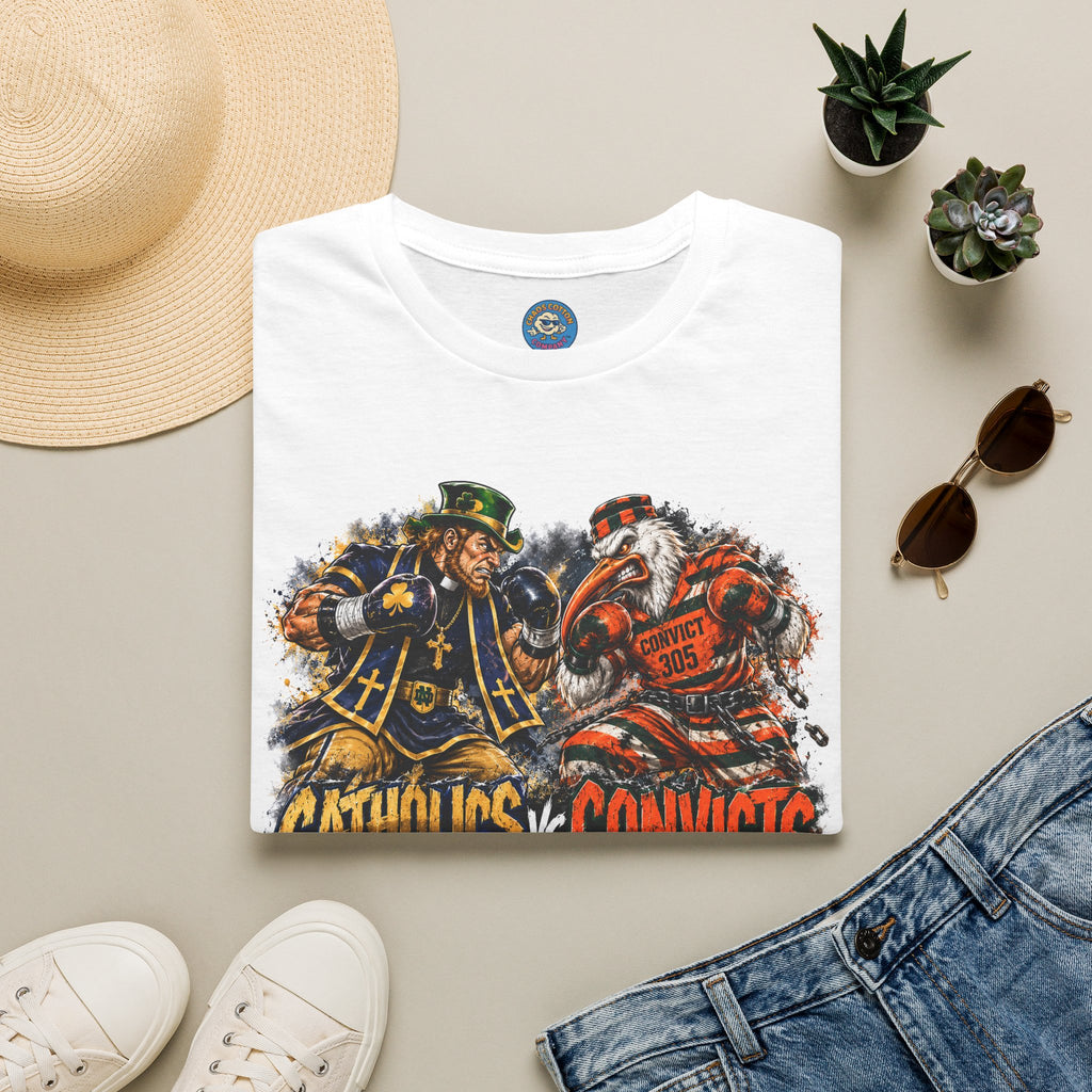 Catholics vs Convicts Rivalry Football T-Shirt