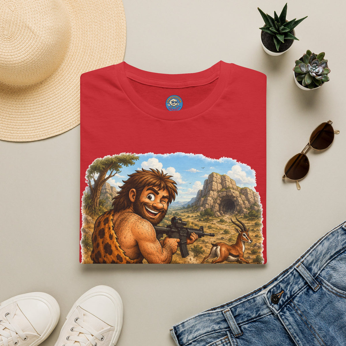 Caveman Hunting with an AR T-Shirt