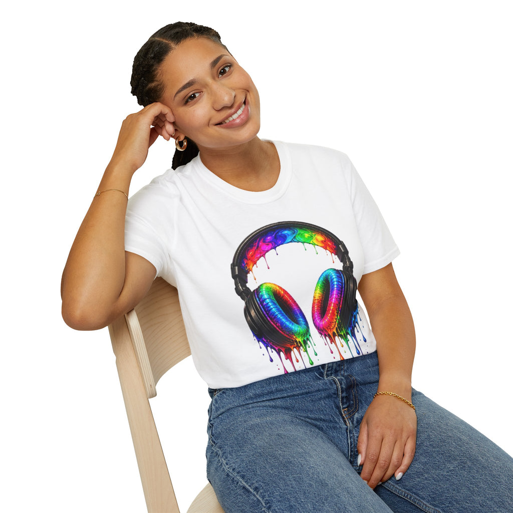 Rainbow Drip Headphones T-Shirt