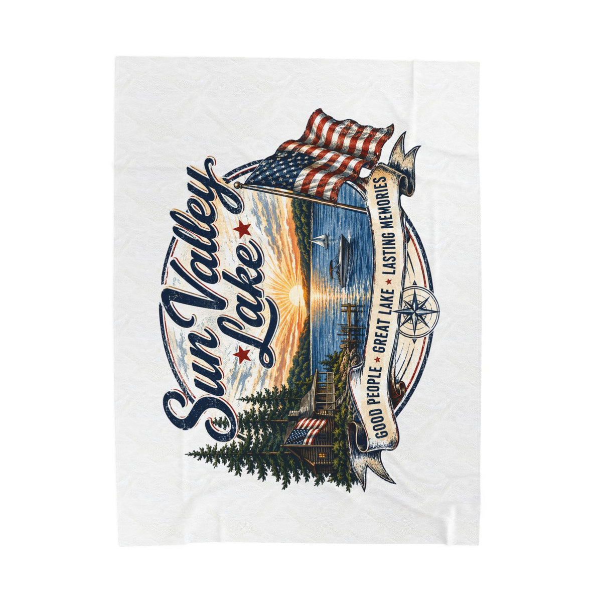 Sun Valley Lake Velveteen Plush Blanket