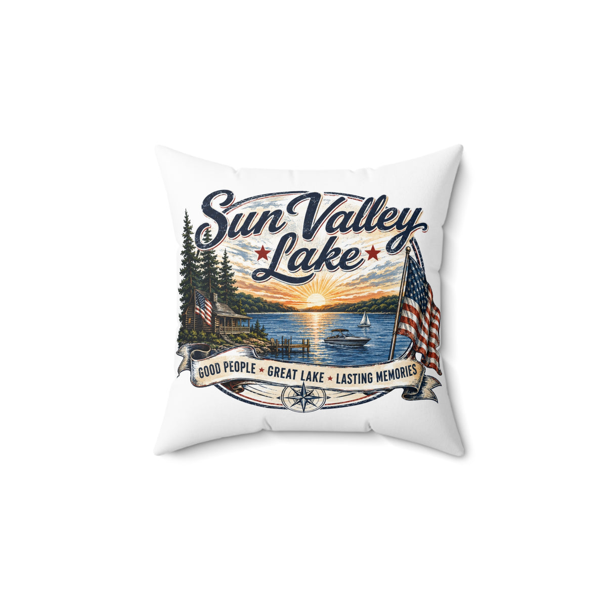 Sun Valley Lake Decorative Pillow - Rustic Lake House & Cabin Decor