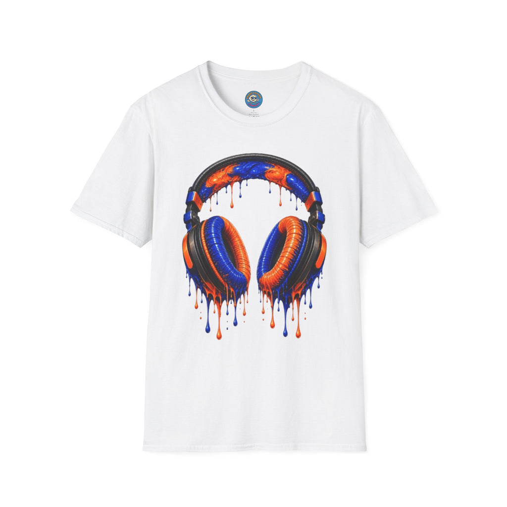 Orange and Blue Drip Headphones T-Shirt