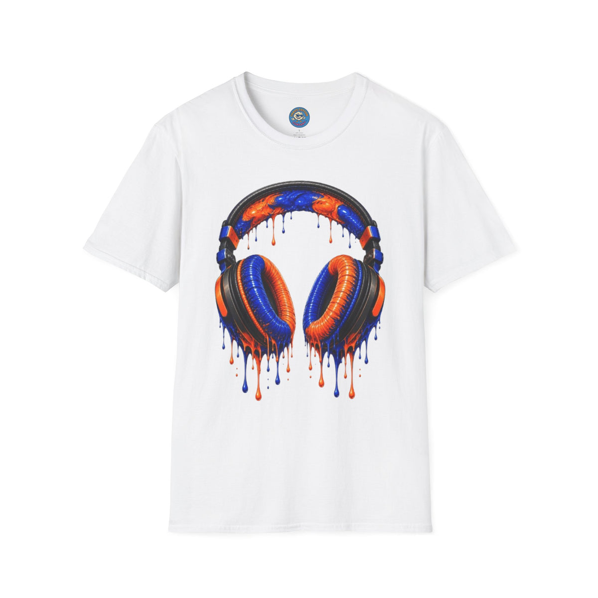 Orange and Blue Drip Headphones T-Shirt