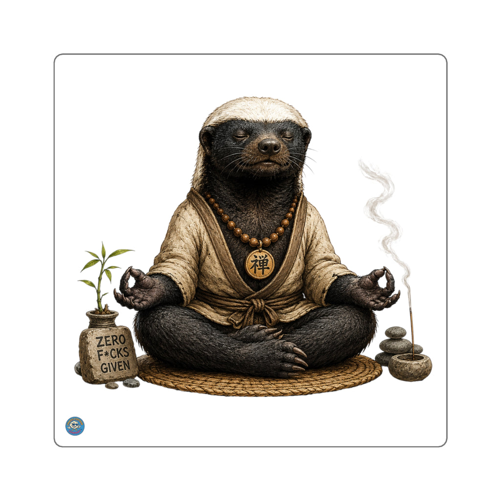 Zen Honey Badger Square Sticker Decal
