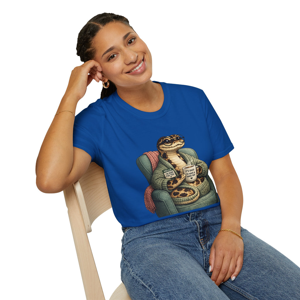 Cozy Snake Holding Mug T-Shirt | It's Okay To Have A Hard Day