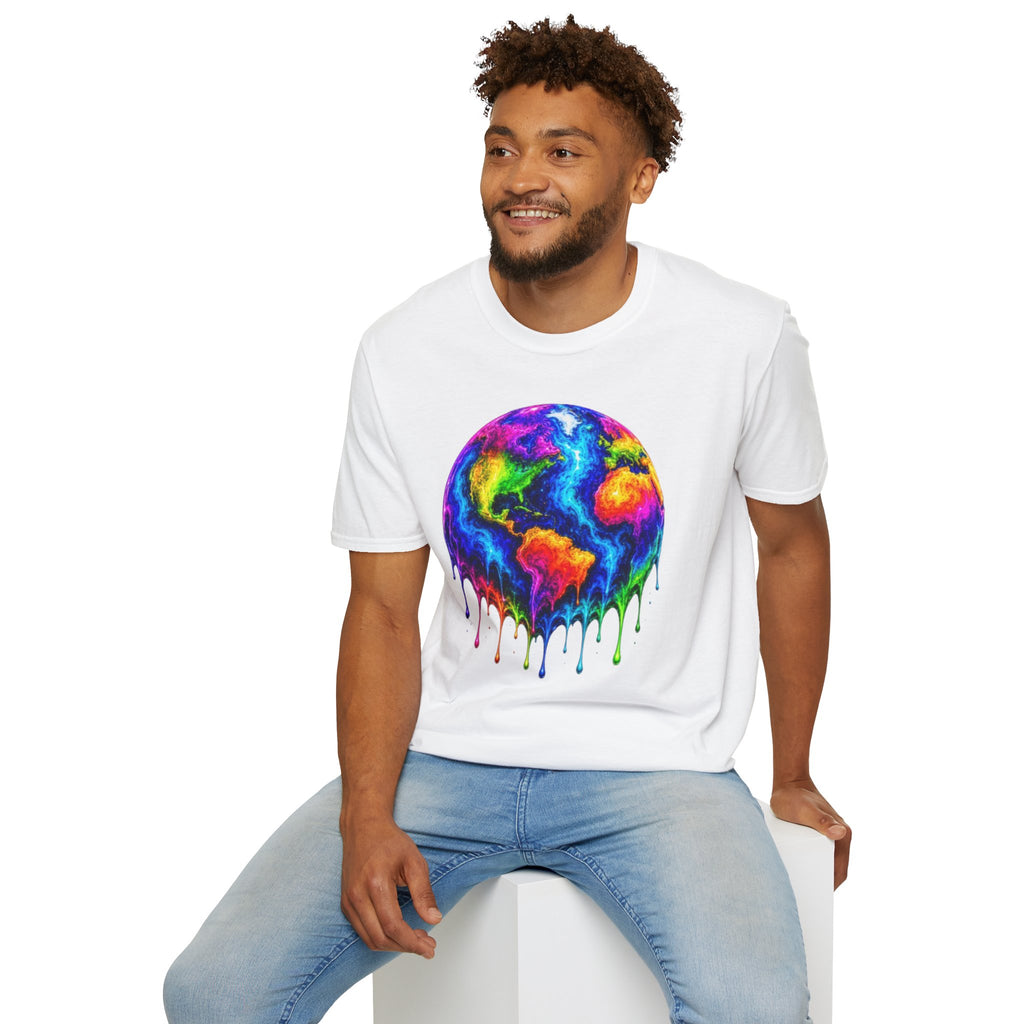 Rainbow Drip Earth T-Shirt