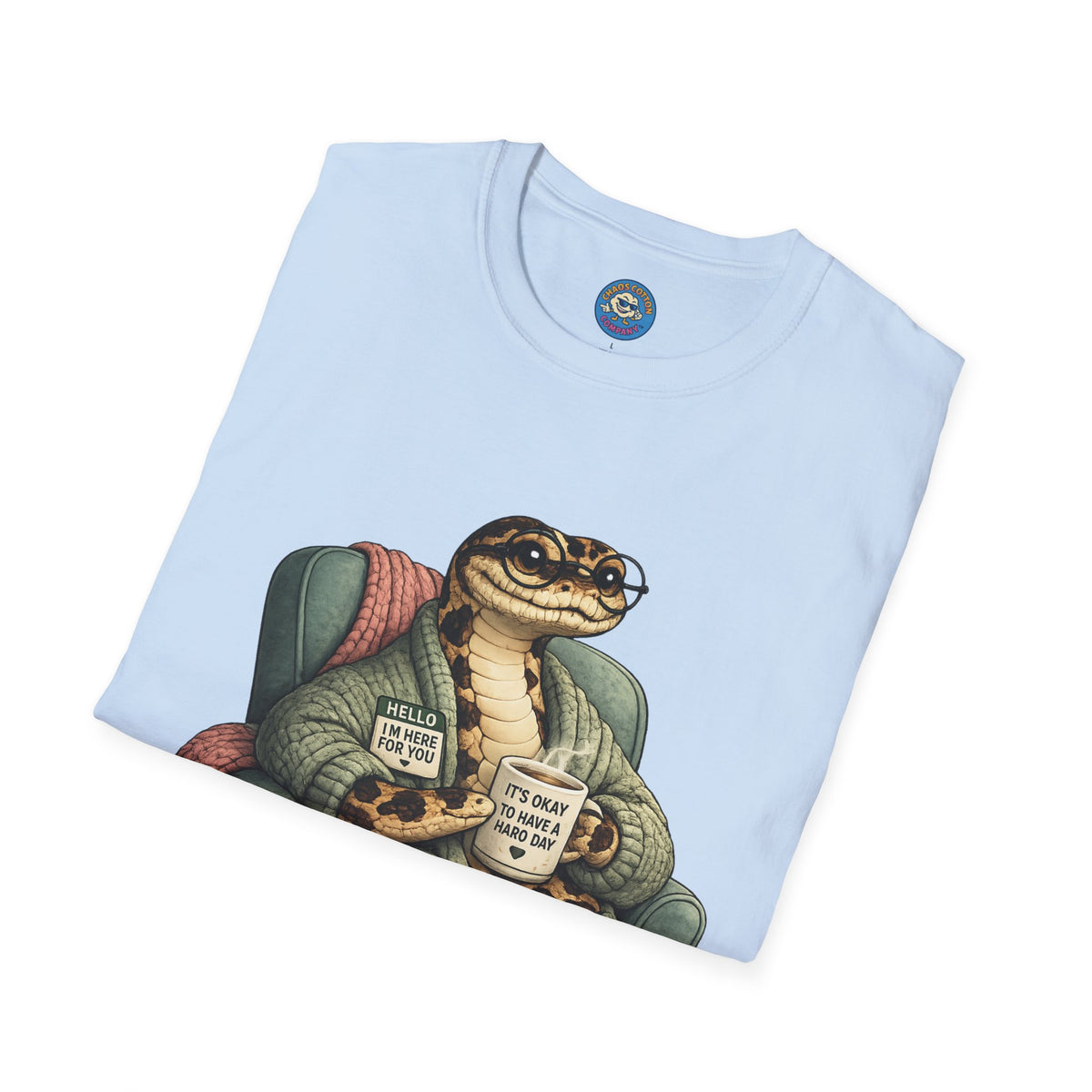 Cozy Snake Holding Mug T-Shirt | It's Okay To Have A Hard Day