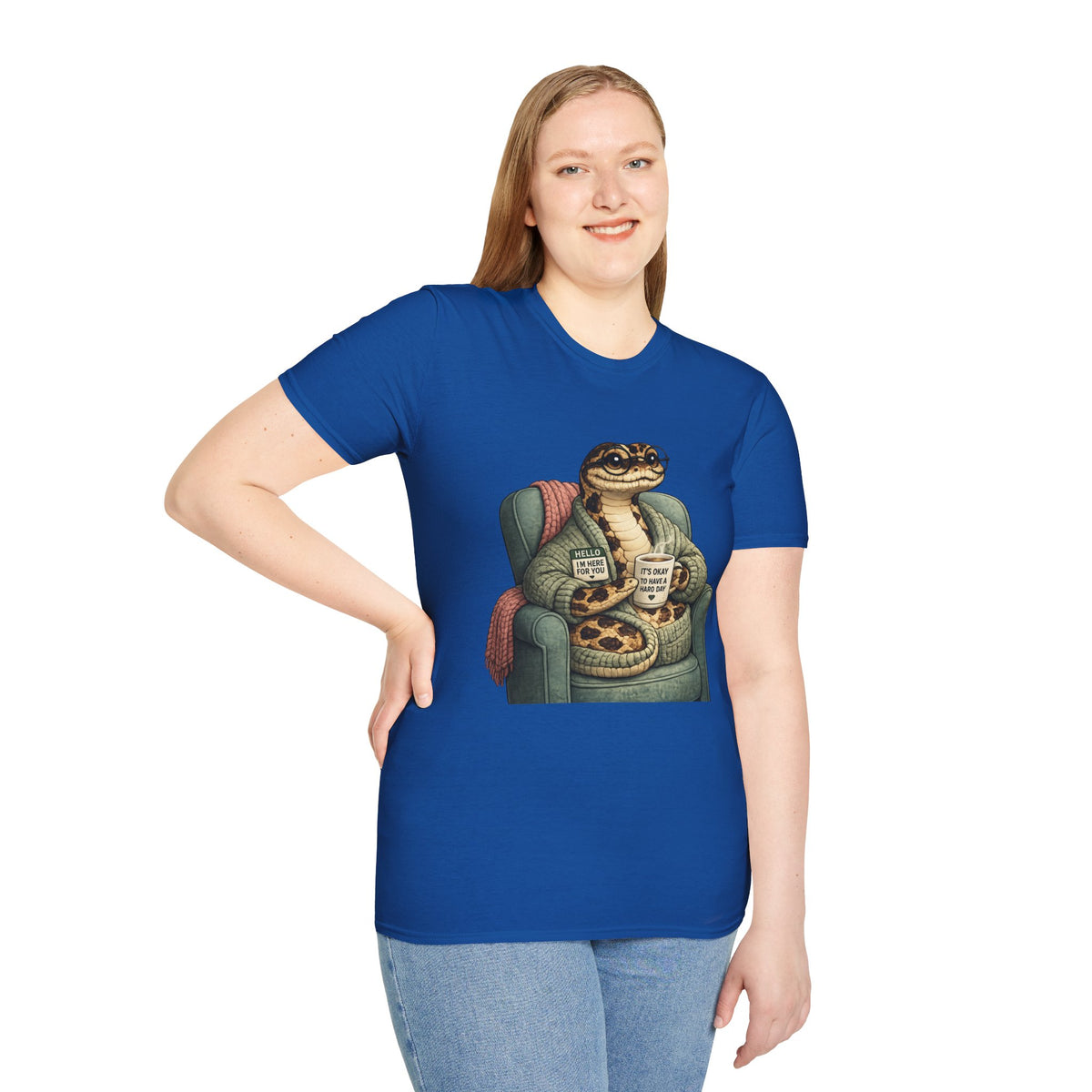 Cozy Snake Holding Mug T-Shirt | It's Okay To Have A Hard Day