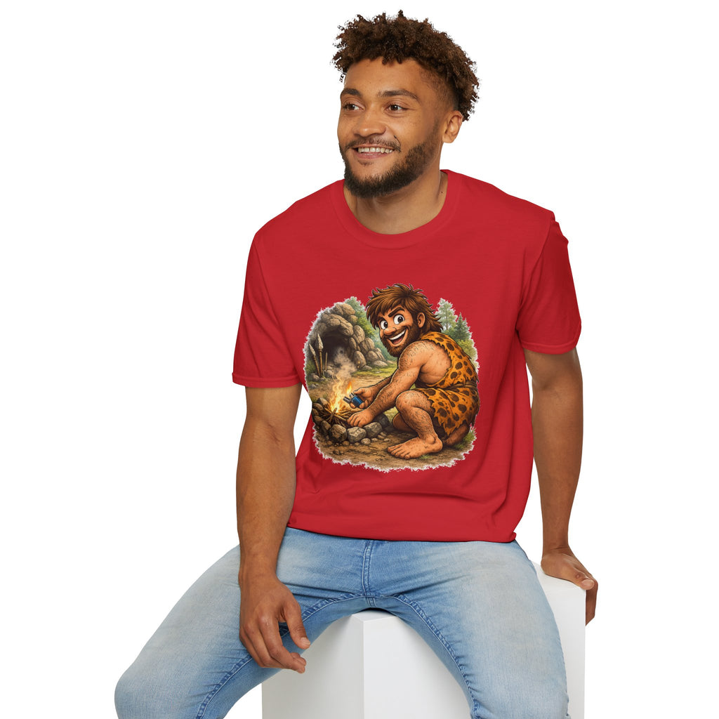Caveman Discovers a Lighter T-Shirt