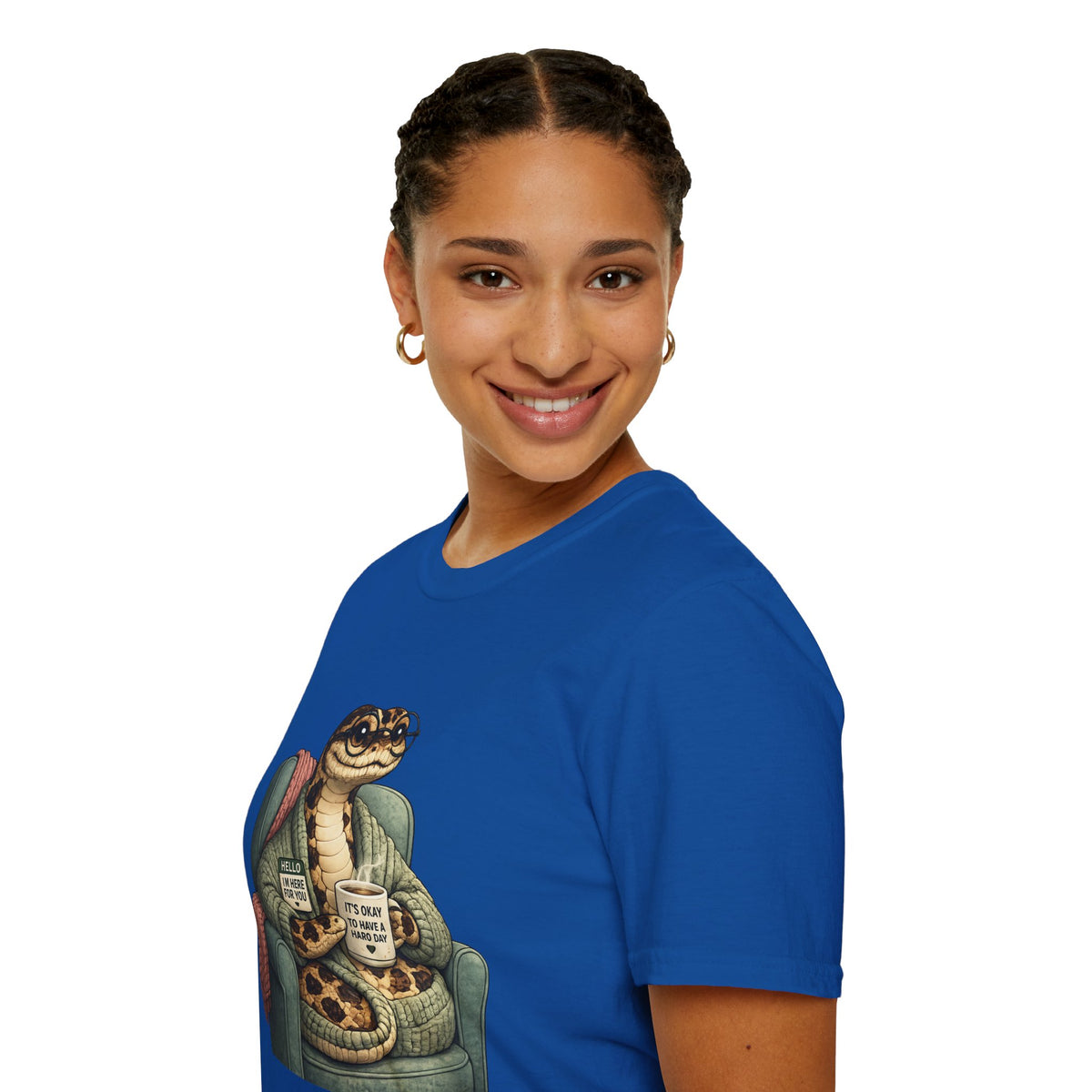 Cozy Snake Holding Mug T-Shirt | It's Okay To Have A Hard Day