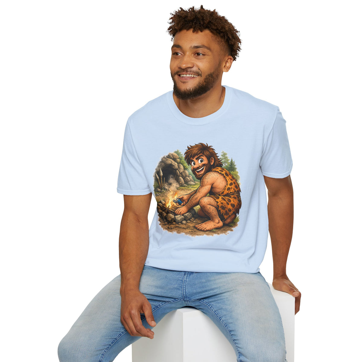 Caveman Discovers a Lighter T-Shirt
