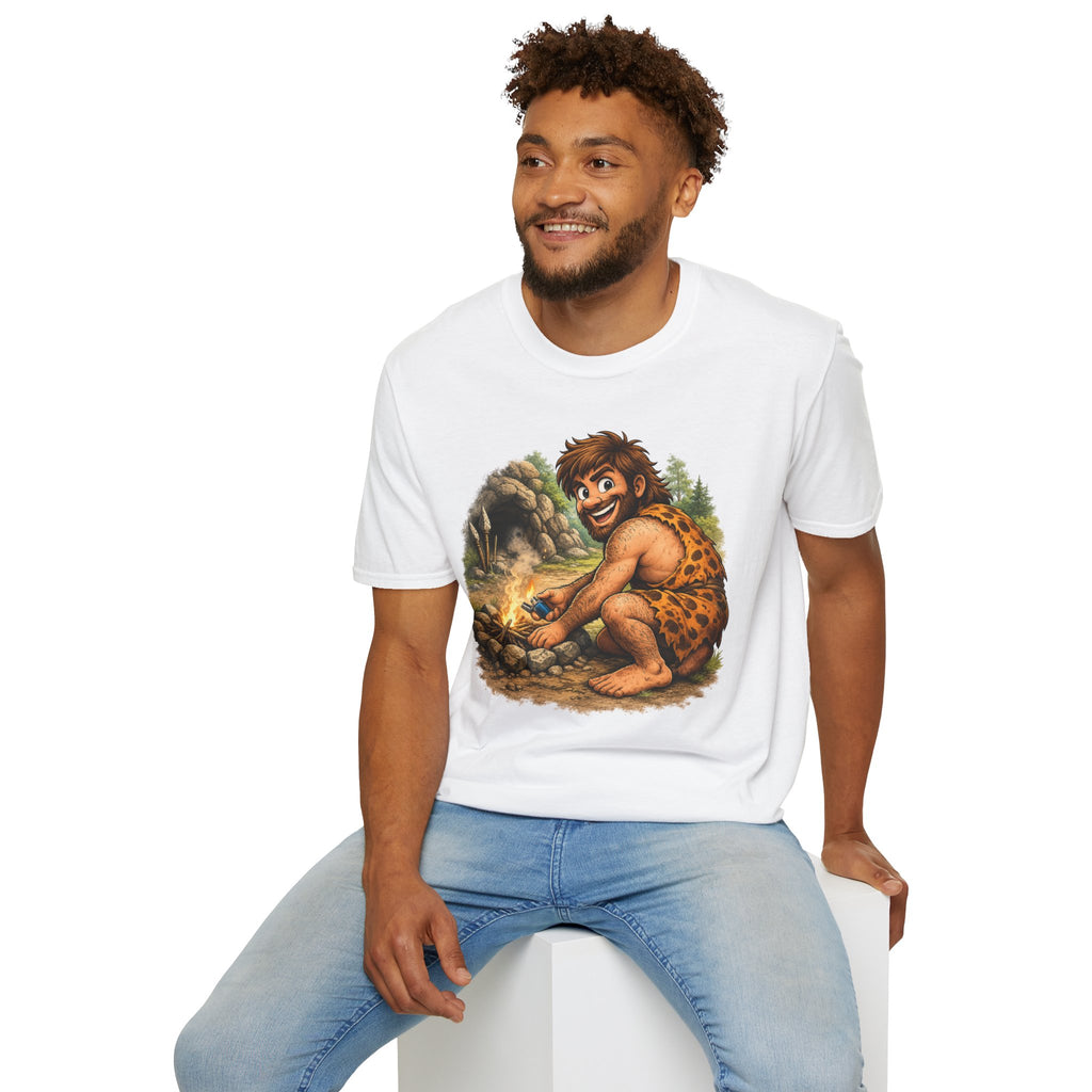 Caveman Discovers a Lighter T-Shirt