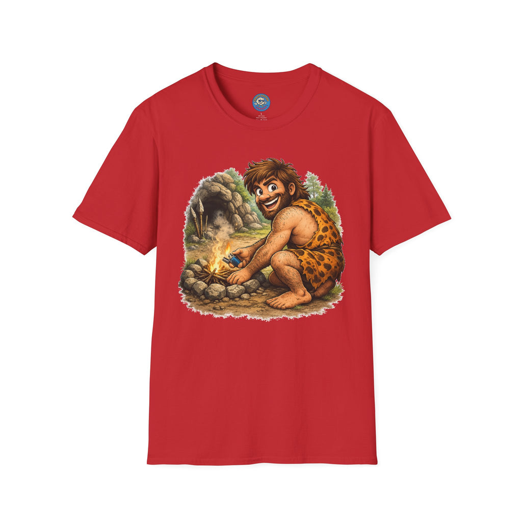 Caveman Discovers a Lighter T-Shirt