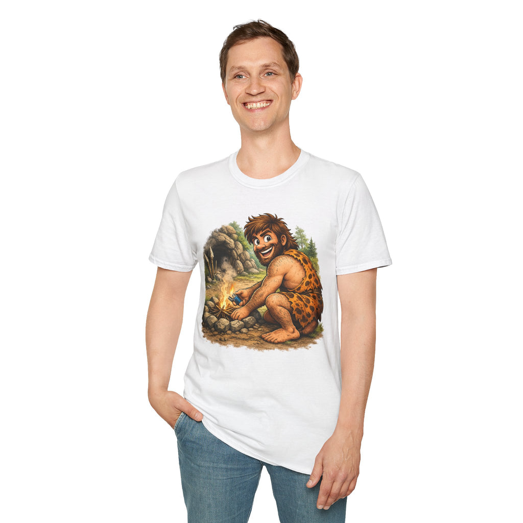 Caveman Discovers a Lighter T-Shirt