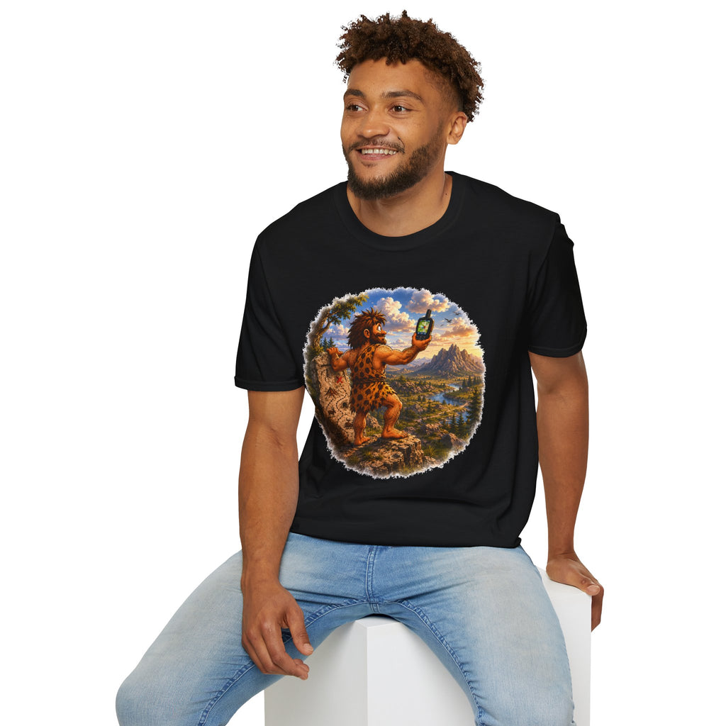 Caveman Using GPS T-Shirt