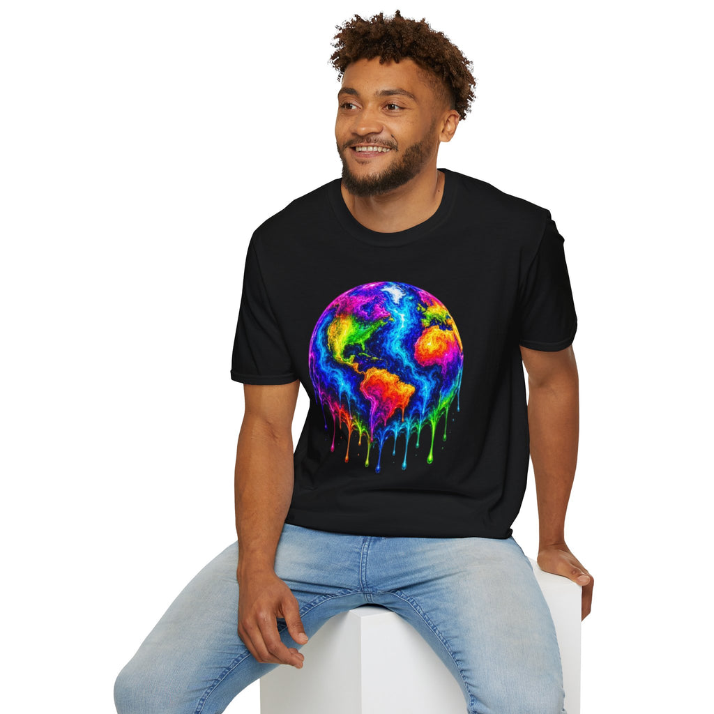 Rainbow Drip Earth T-Shirt