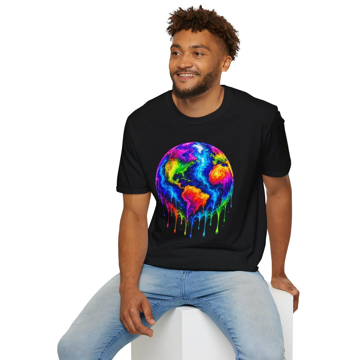 Rainbow Drip Earth T-Shirt