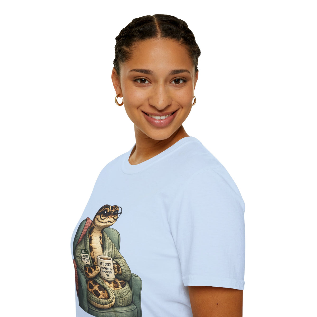 Cozy Snake Holding Mug T-Shirt | It's Okay To Have A Hard Day