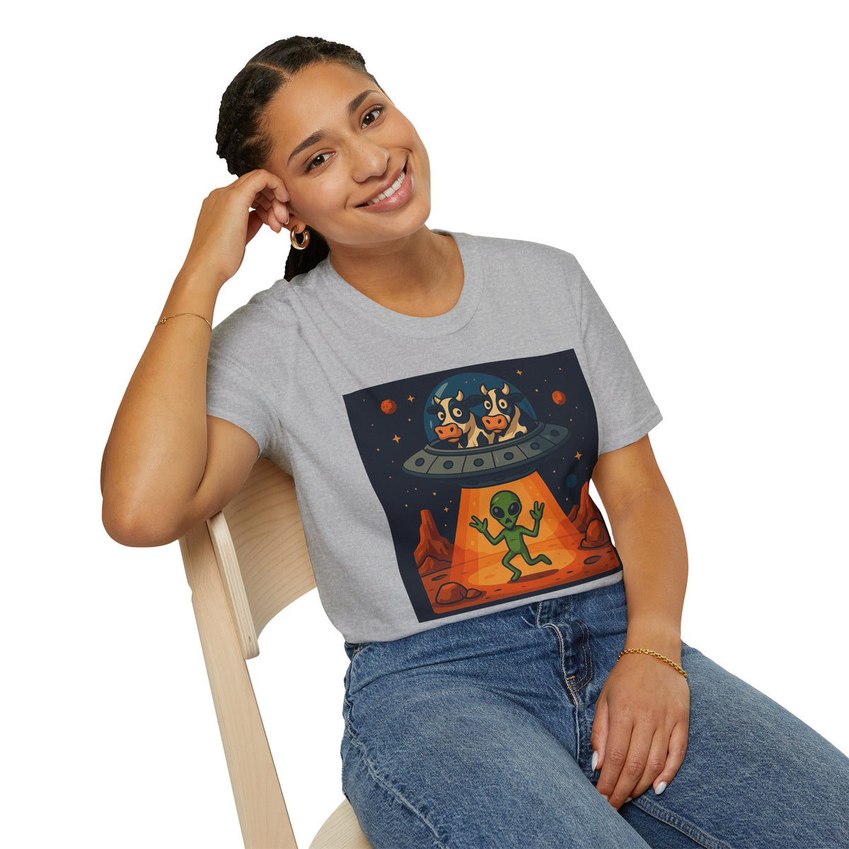 Udderly Suspicious: Alien Cow Abduction Funny UFO T-Shirt