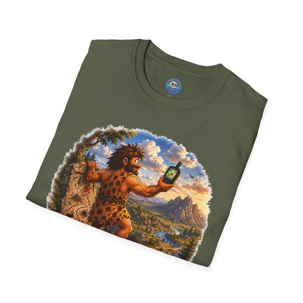 Caveman Using GPS T-Shirt