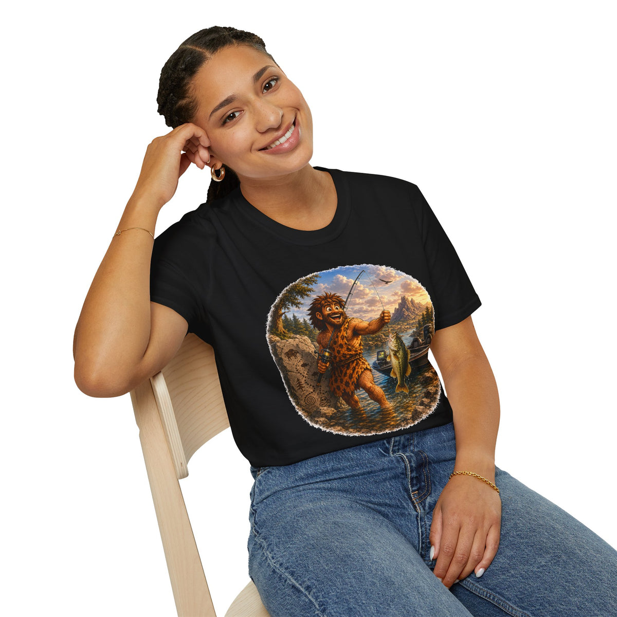 Caveman Goes Fishing T-Shirt