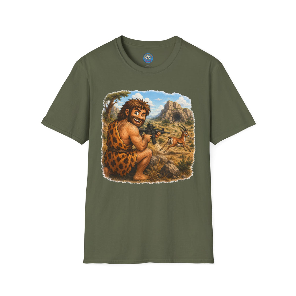 Caveman Hunting with an AR T-Shirt