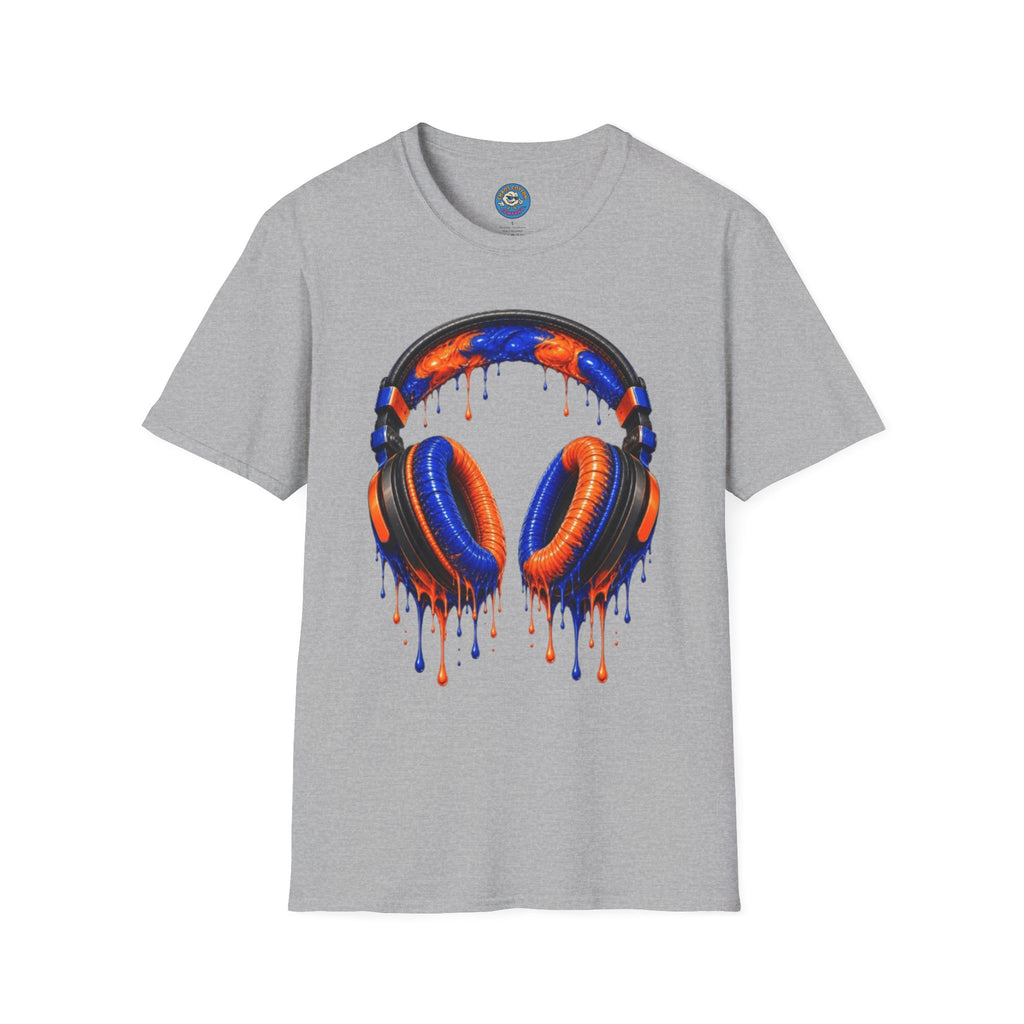 Orange and Blue Drip Headphones T-Shirt