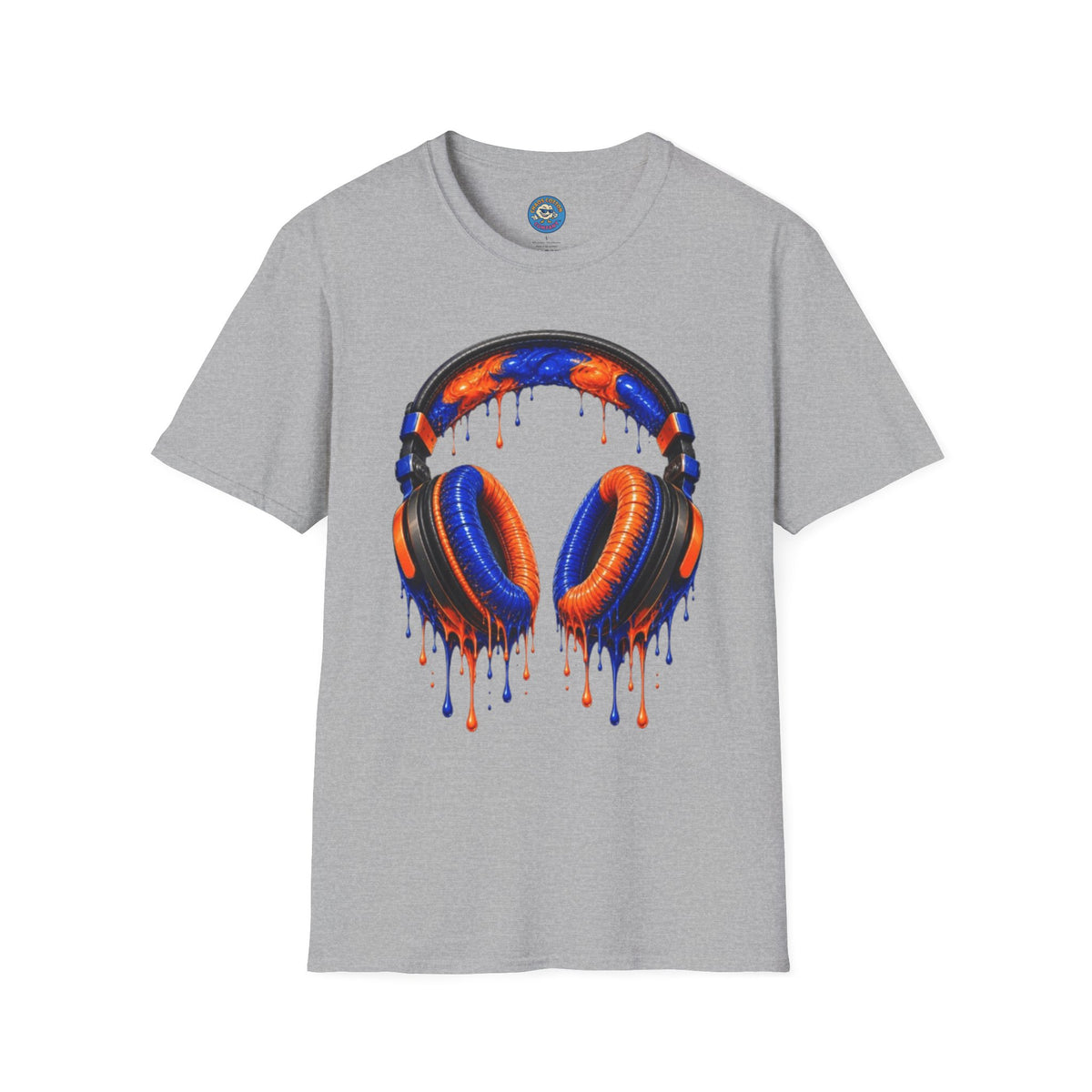 Orange and Blue Drip Headphones T-Shirt