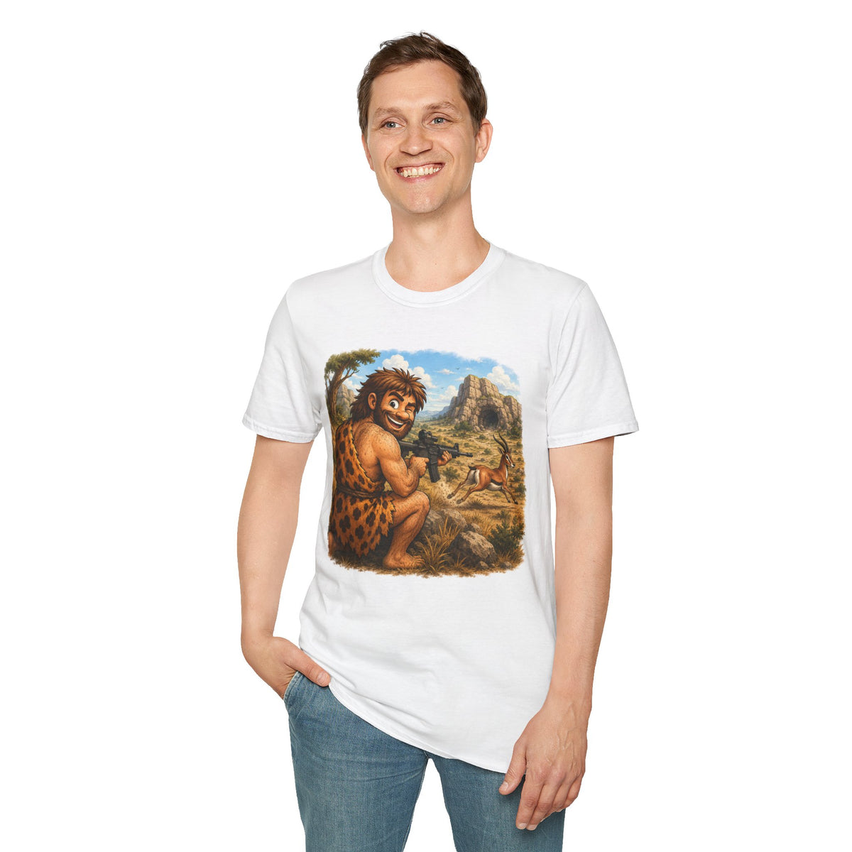 Caveman Hunting with an AR T-Shirt