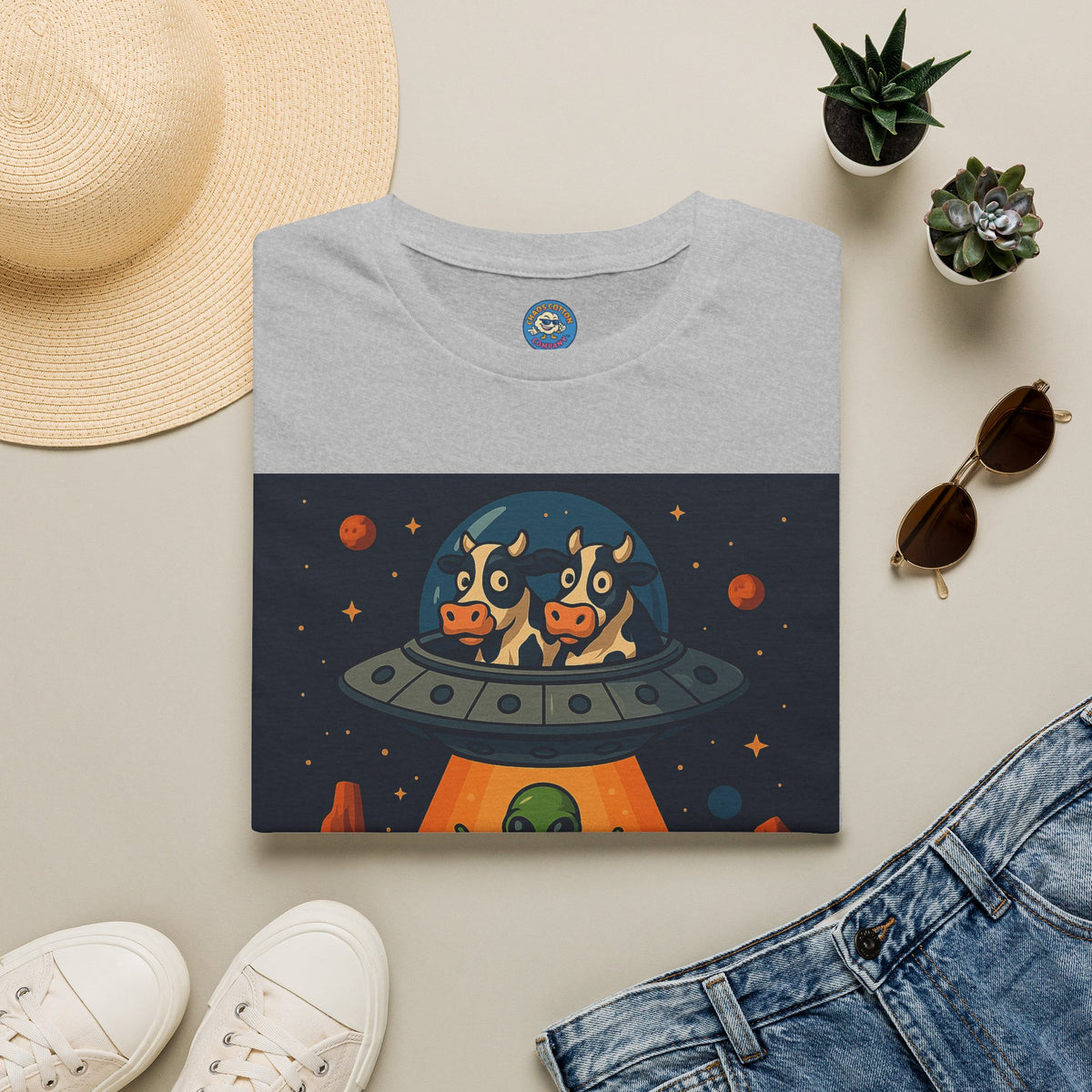 Udderly Suspicious: Alien Cow Abduction Funny UFO T-Shirt
