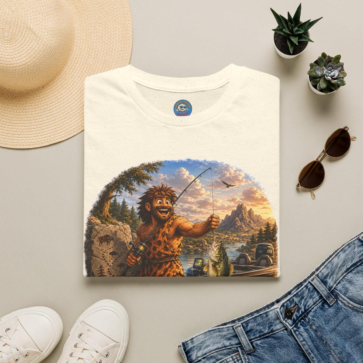 Caveman Goes Fishing T-Shirt