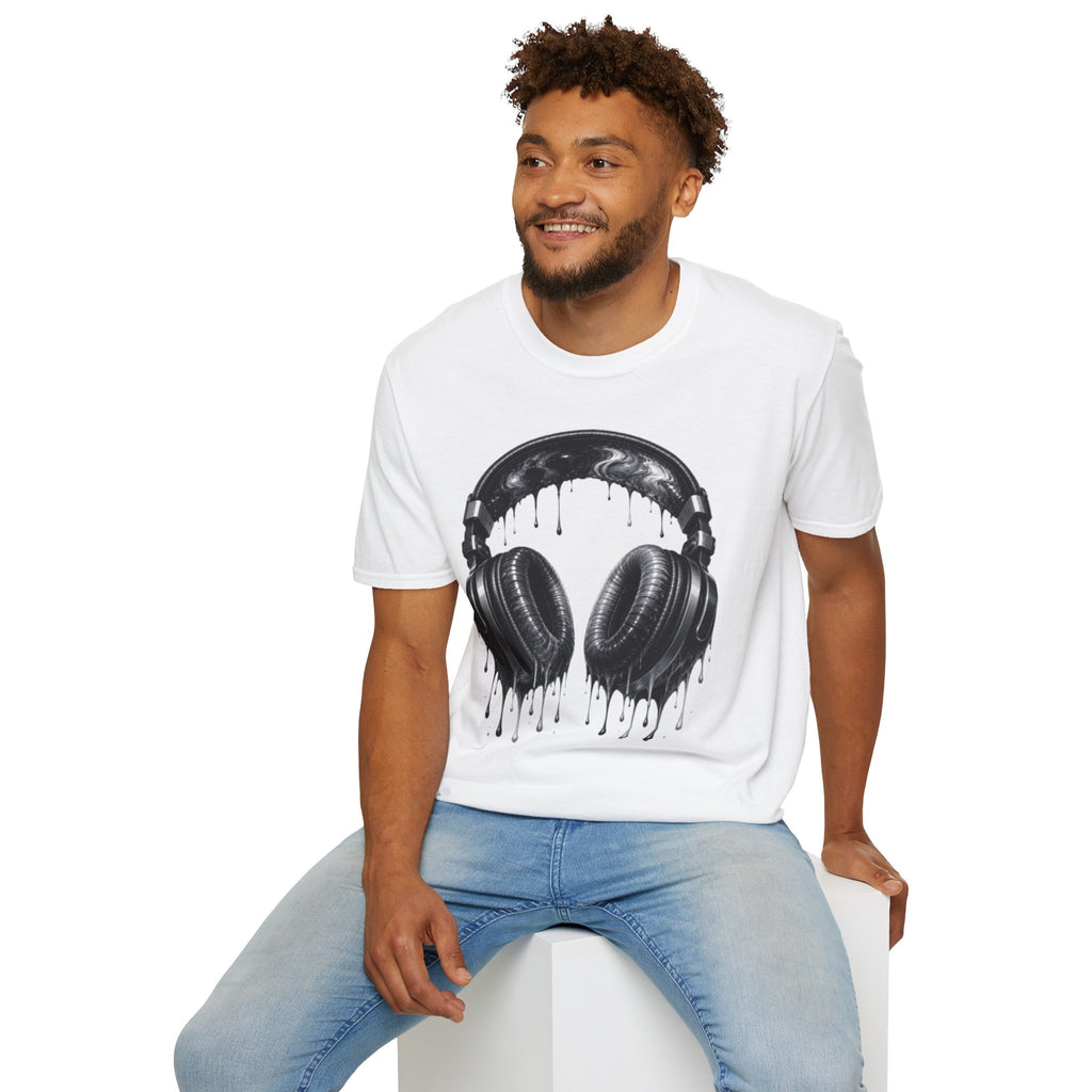 Black and White Drip Headphones T-Shirt