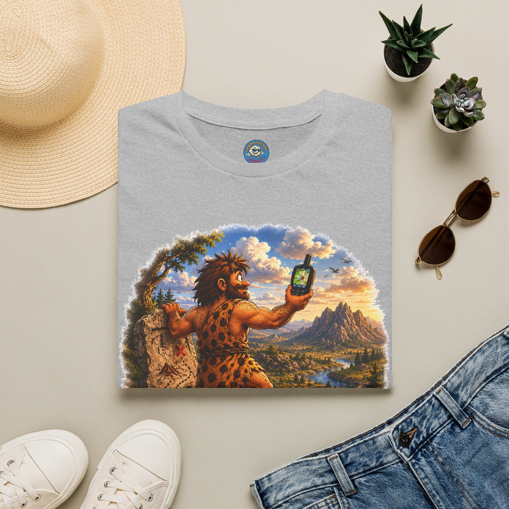 Caveman Using GPS T-Shirt