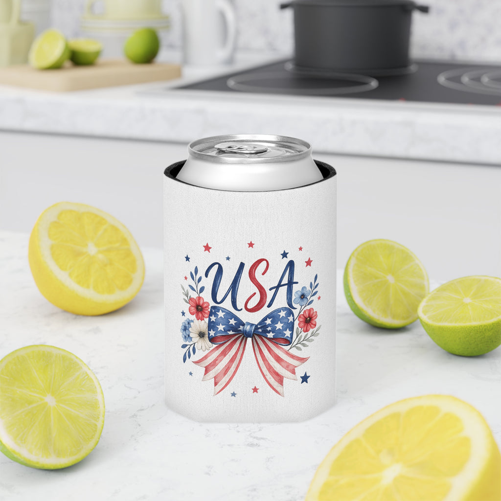 USA Floral Bow Can Cooler