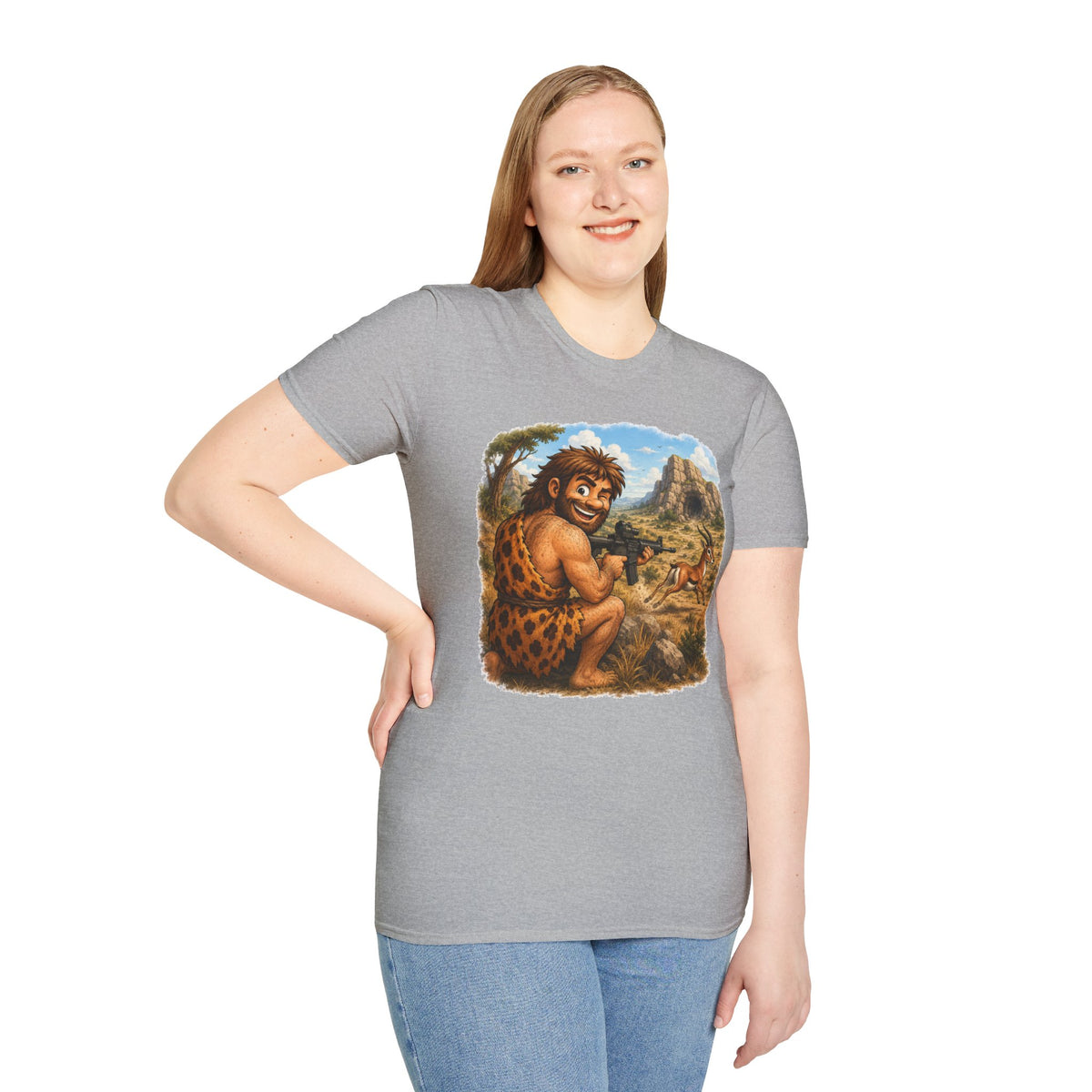 Caveman Hunting with an AR T-Shirt