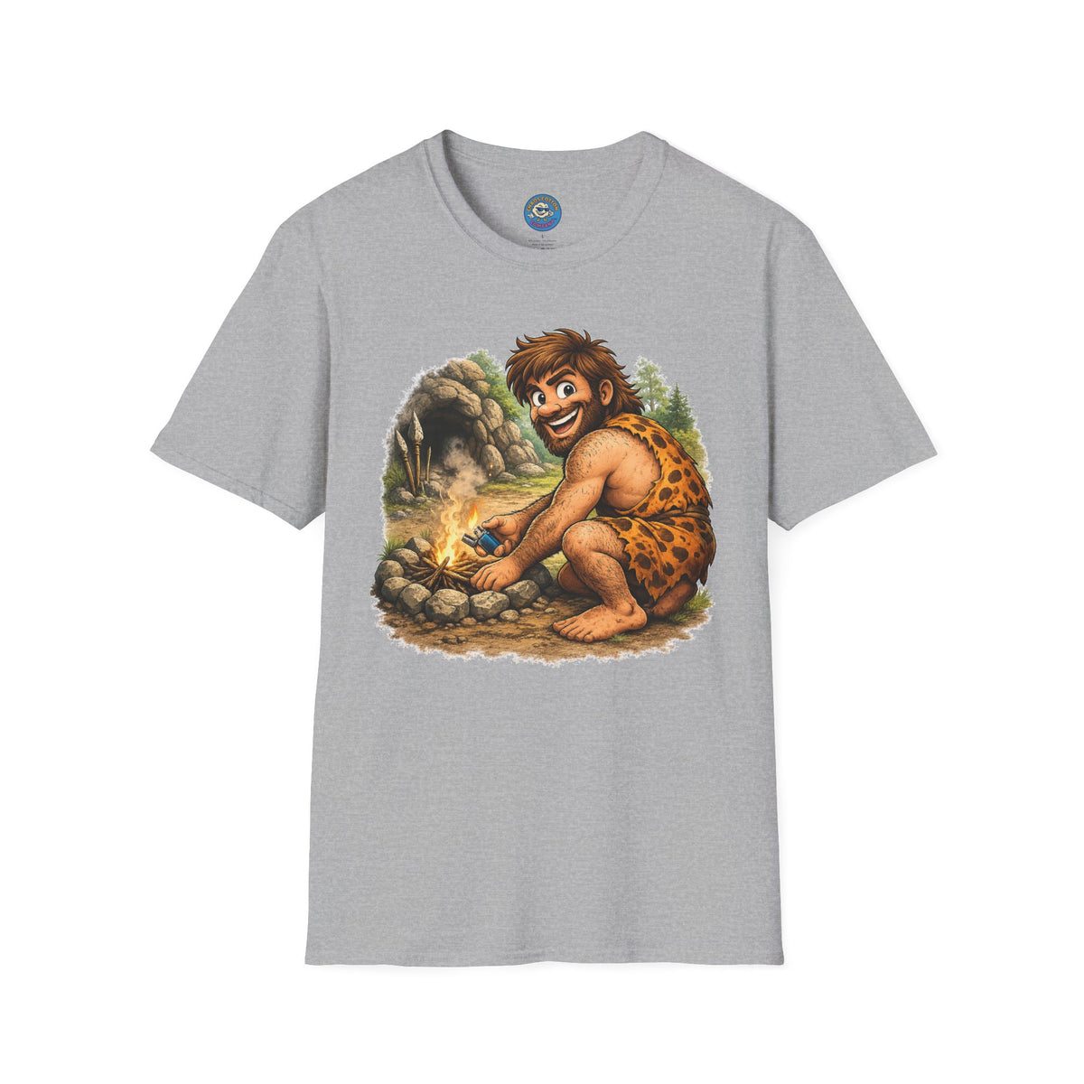 Caveman Discovers a Lighter T-Shirt