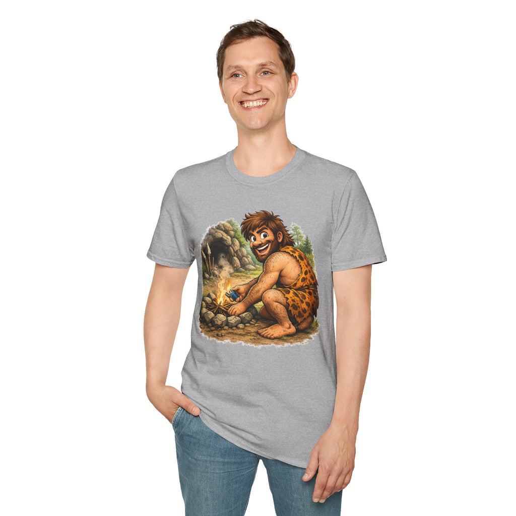 Caveman Discovers a Lighter T-Shirt