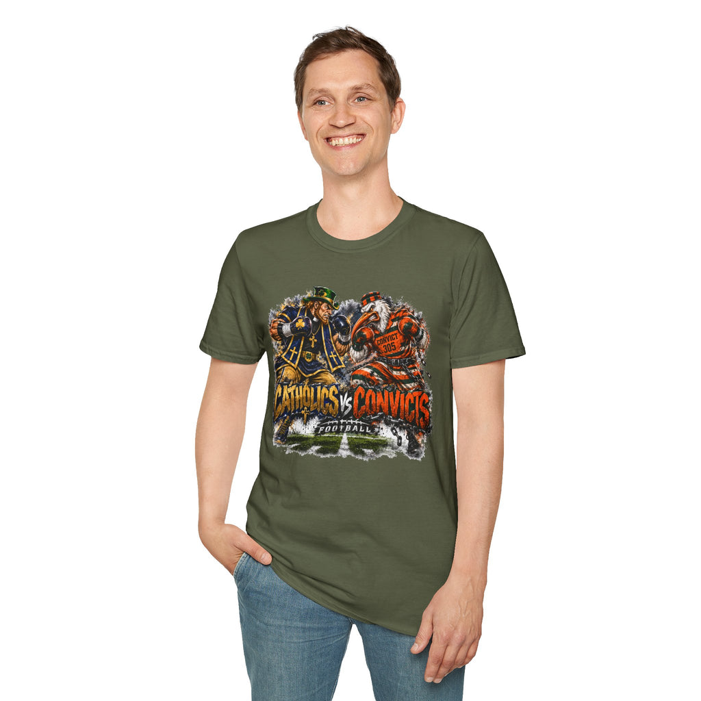 Catholics vs Convicts Rivalry Football T-Shirt