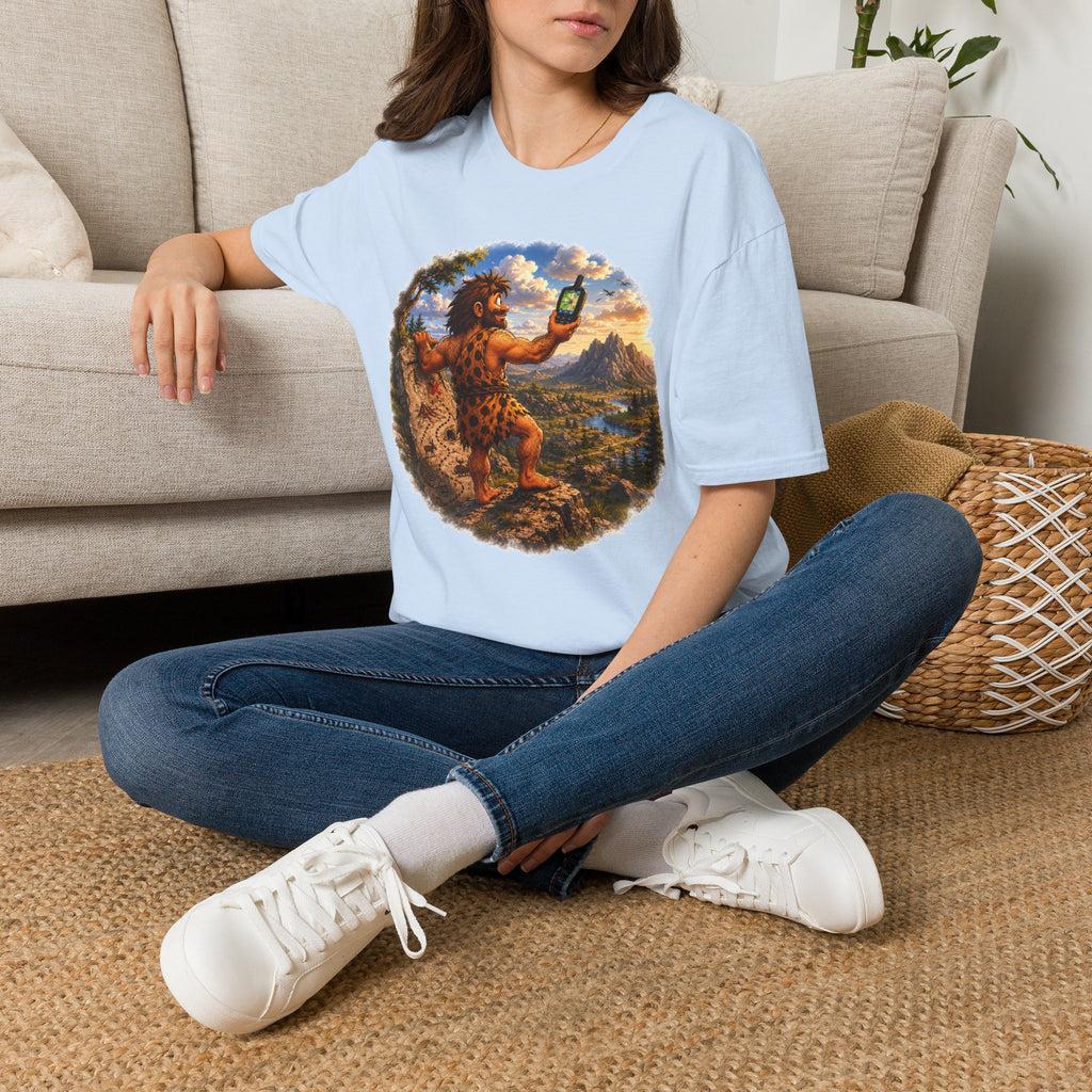 Caveman Using GPS T-Shirt
