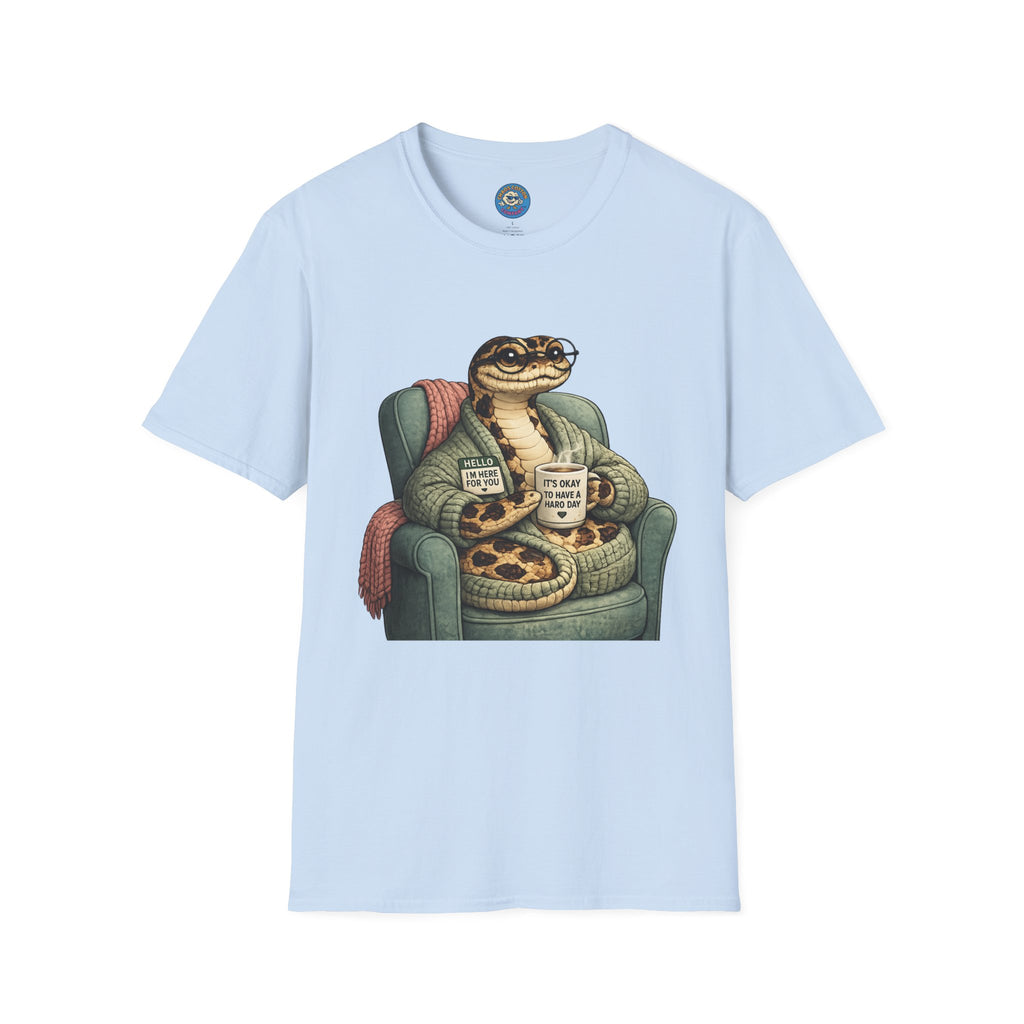 Cozy Snake Holding Mug T-Shirt | It's Okay To Have A Hard Day