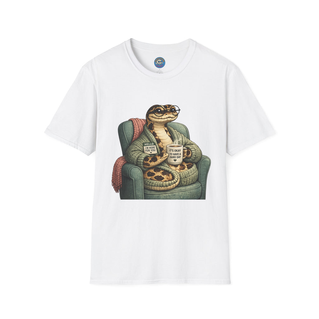 Cozy Snake Holding Mug T-Shirt | It's Okay To Have A Hard Day