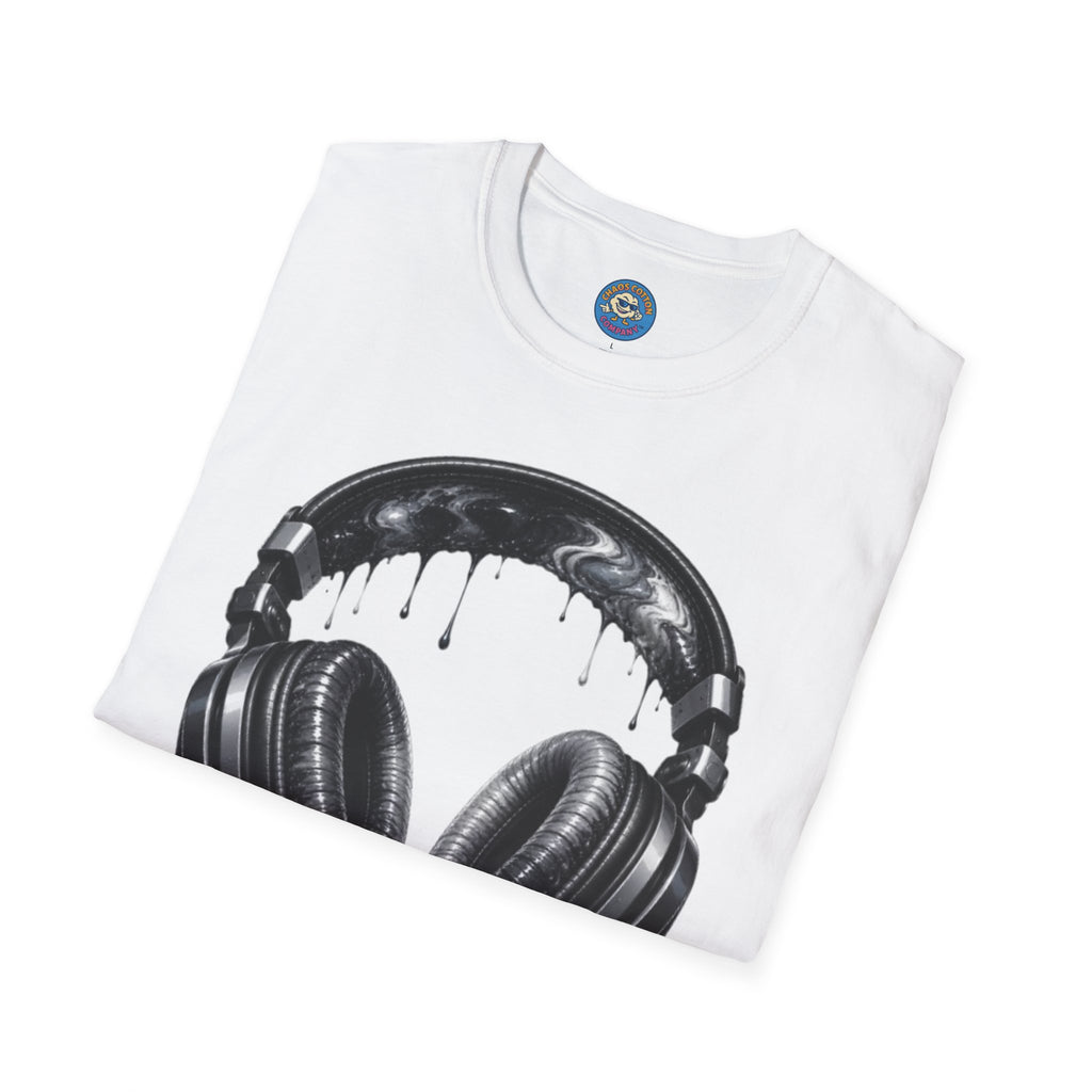 Black and White Drip Headphones T-Shirt