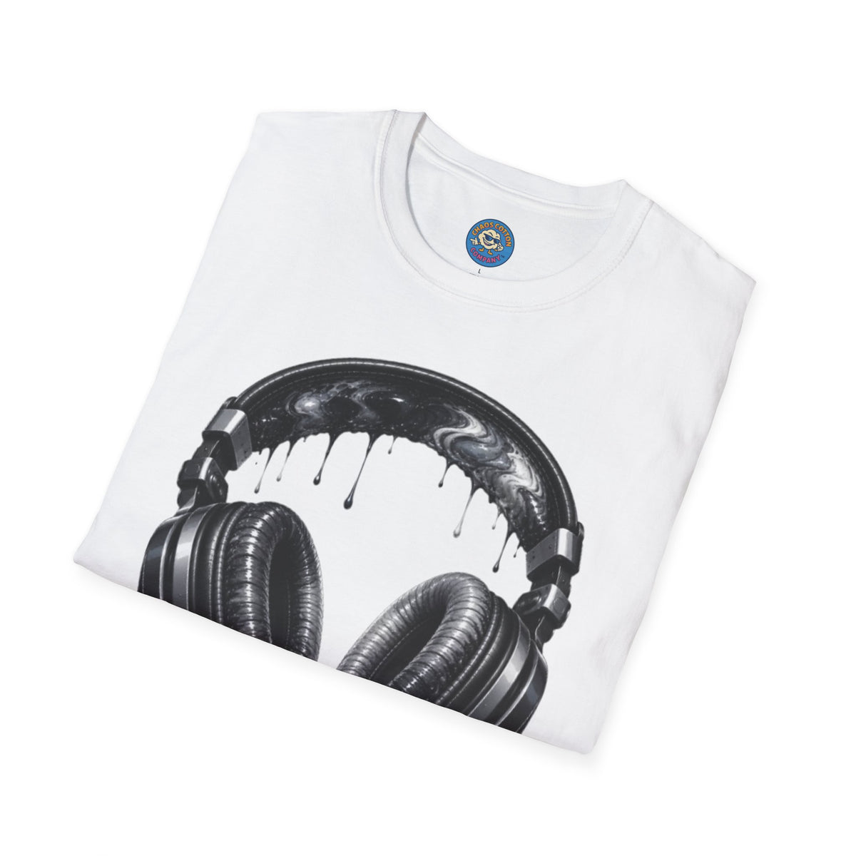 Black and White Drip Headphones T-Shirt